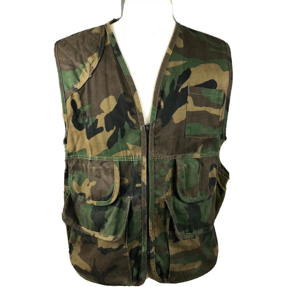 Saf T Bak Vintage 70s Hunting Gamebag Vest Camouflage Shoulder Pad Medium USA